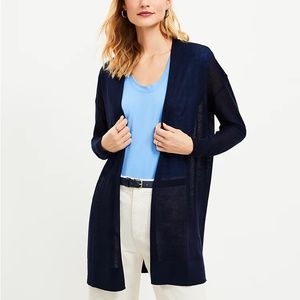 LOFT - LOU & GREY Lightweight Long Open Front Cardigan - Dark Navy - XXL